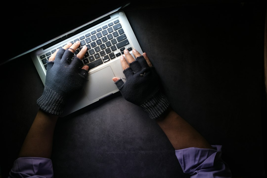 Laptop and cybersecurity threat concept